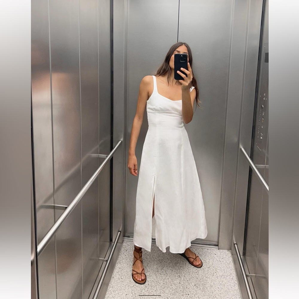 NWT ZARA 100% LINEN MIDI DRESS